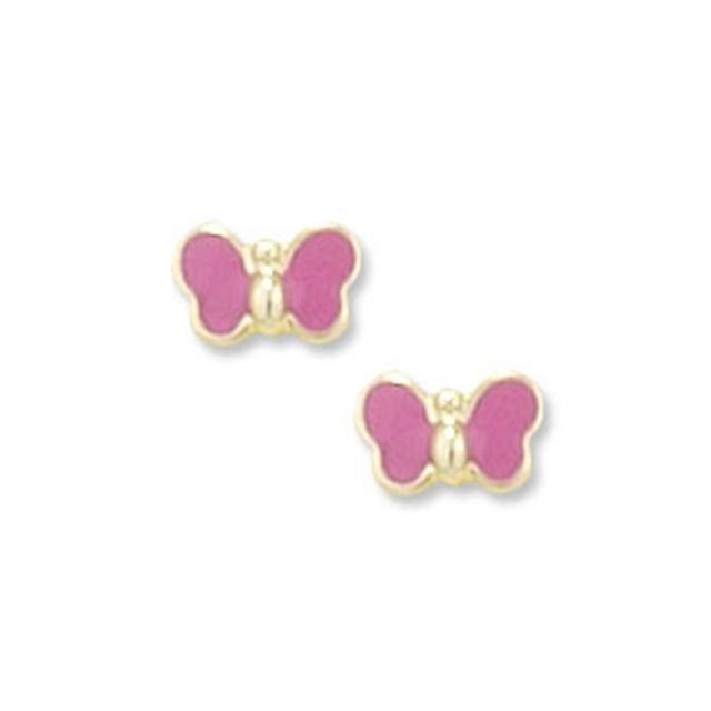 Buy Childrens 9ct Gold Pink Butterfly Stud Earrings by World of Jewellery