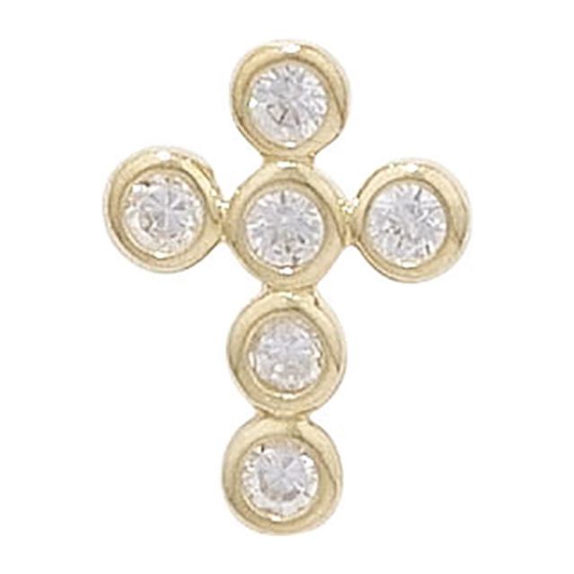 Buy 9ct Gold 6 Stone Cubic Zirconia Cross Pendant On A Belcher Necklace by World of Jewellery