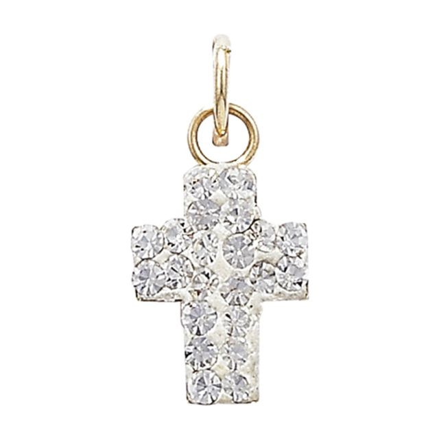 Buy 9ct Gold Crystal Cross Pendant On A Belcher Necklace by World of Jewellery