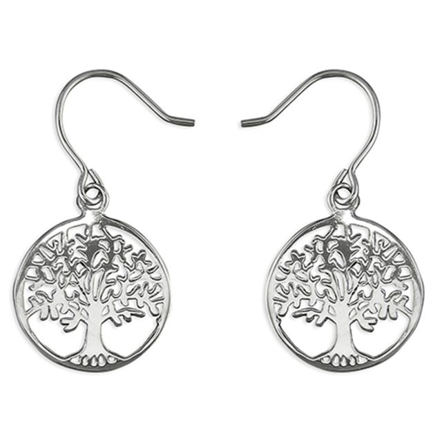 Buy Sterling Silver Tree of Life circle drop Earrings by World of Jewellery