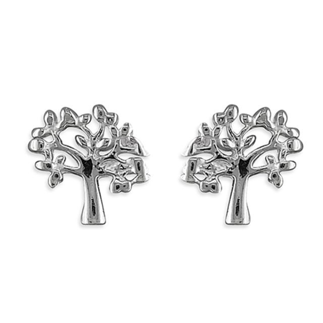 Buy Sterling Silver Small Tree-Of-Life Stud Earrings by World of Jewellery