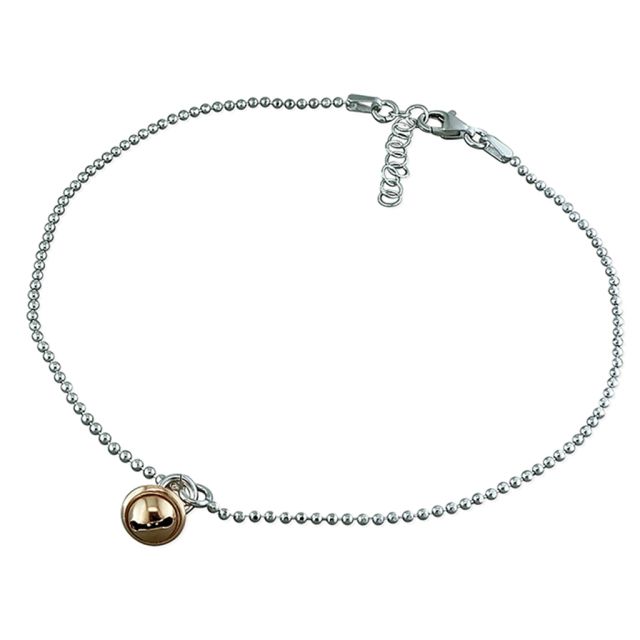 Buy Sterling Silver With Rose Gold-Plated Bell Anklet by World of Jewellery