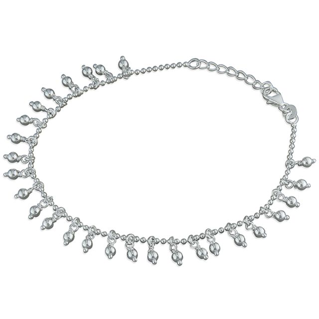 Buy Sterling Silver Bead Tassels Anklet by World of Jewellery