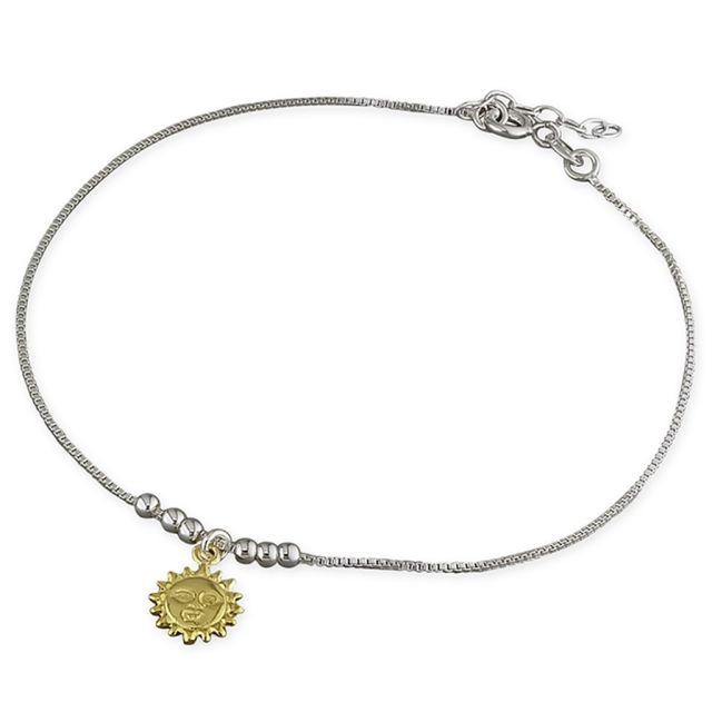 Buy Sterling Silver With Yellow Gold-Plated Sun Anklet by World of Jewellery