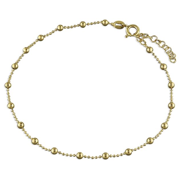 Buy Yellow Gold-Plated Plain Bead Anklet by World of Jewellery