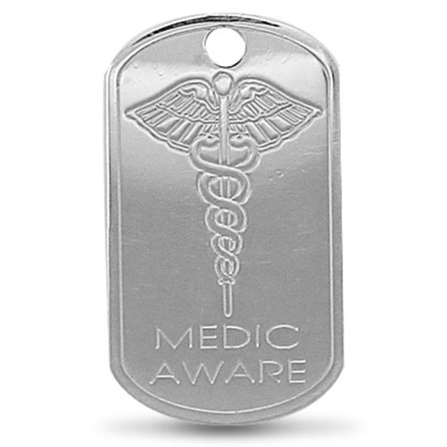 Buy Sterling Silver Engraved Medic Aware SOS Pendant by World of Jewellery