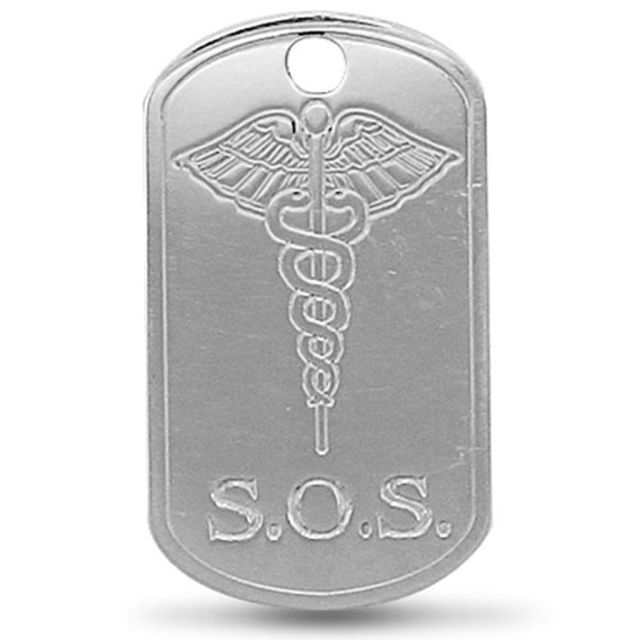 Buy Sterling Silver Engraved Medicial Aware SOS Pendant by World of Jewellery