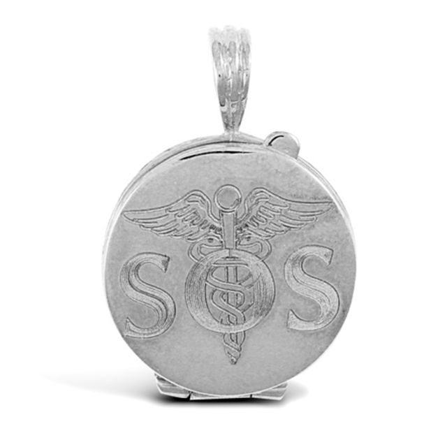 Buy Sterling Silver Engraved Medical Emergency Awareness SOS Pendant by World of Jewellery