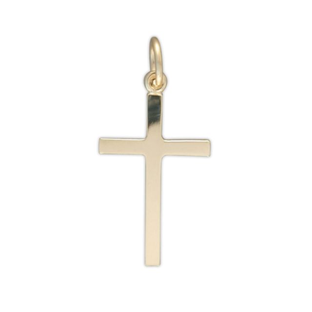 Buy 9ct Gold Plain Cross Pendant On A Belcher Necklace by World of Jewellery