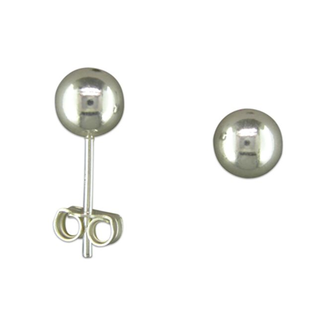 Buy Sterling Silver 6MM Ball Stud Earrings by World of Jewellery
