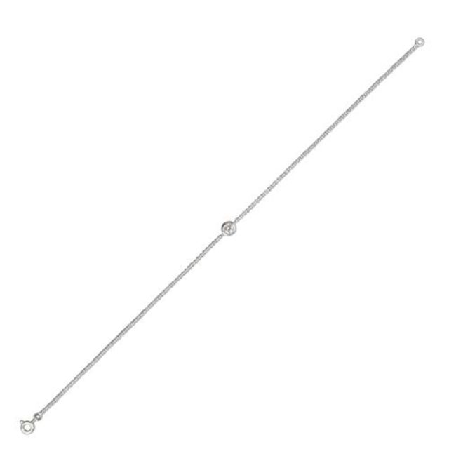 Buy Sterling Silver With Round Cubic Zirconia Anklet by World of Jewellery