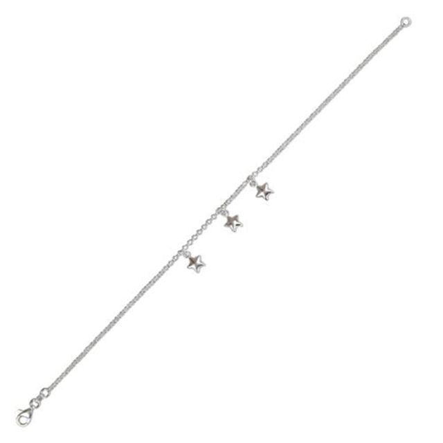 Buy Sterling Silver Dangling Stars Anklet by World of Jewellery