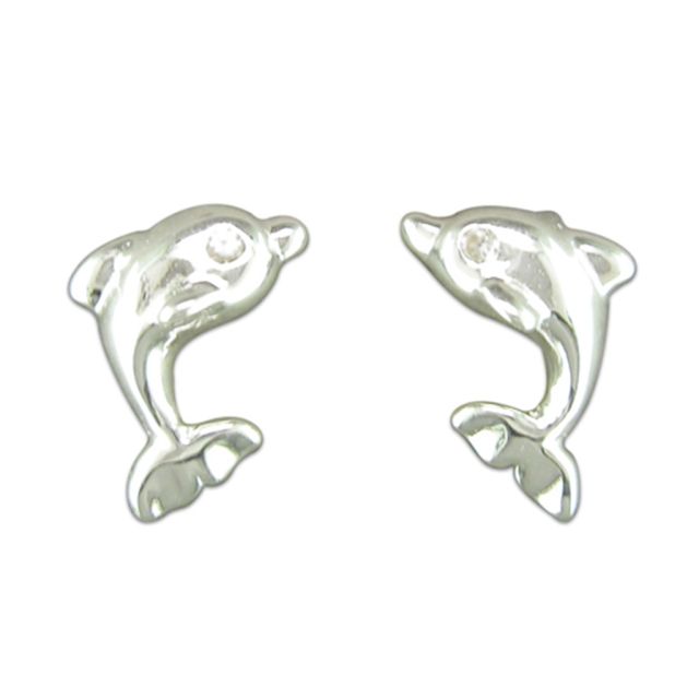 Buy Sterling Silver Dolphin Stud Earrings by World of Jewellery