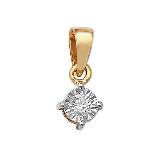Buy 9ct Gold 0.06ct Illusion Set Diamond Pendant On A Belcher Necklace by World of Jewellery