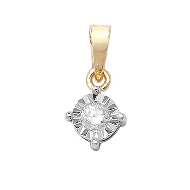 Buy 9ct Gold 0.1ct Illusion Set Diamond Pendant On A Belcher Necklace by World of Jewellery