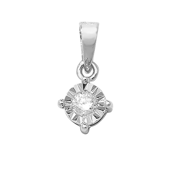 Buy 9ct White Gold 0.1ct Illusion Set Diamond Pendant On A Belcher Necklace by World of Jewellery