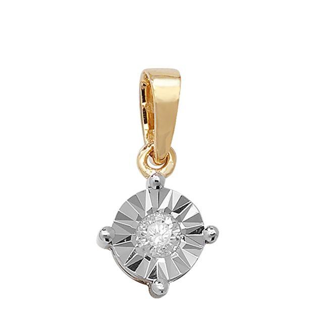 Buy 9ct Gold 0.15ct Illusion Set Diamond Pendant On A Belcher Necklace by World of Jewellery