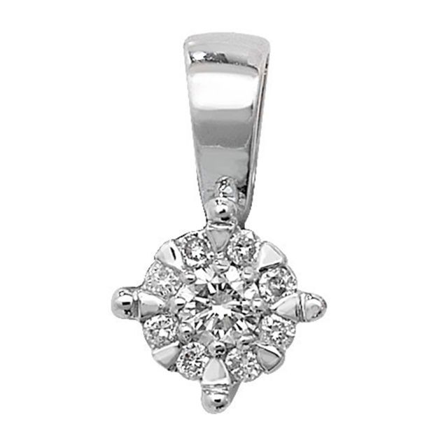 Buy Children's 9ct White Gold 0.08ct Diamond Pendant On A Prince of Wales Necklace by World of Jewellery