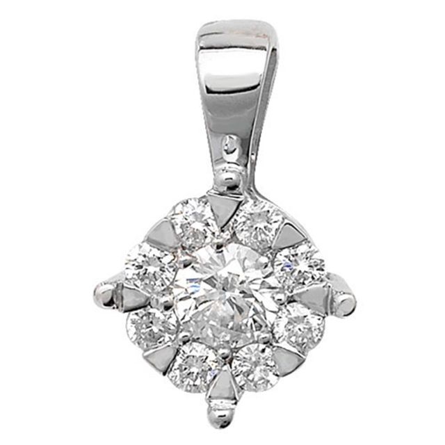 Buy 9ct White Gold 0.25ct Diamond Pendant On A Belcher Necklace by World of Jewellery