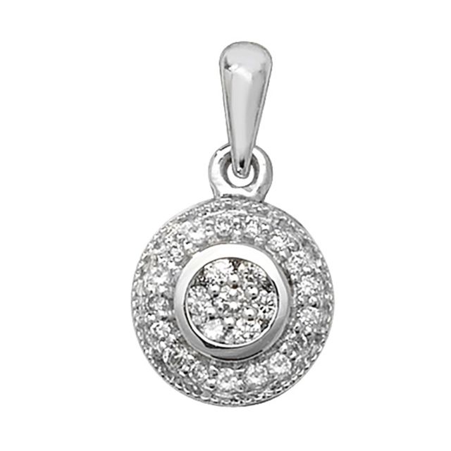 Buy 9ct White Gold 0.1ct Diamond Pendant On A Belcher Necklace by World of Jewellery