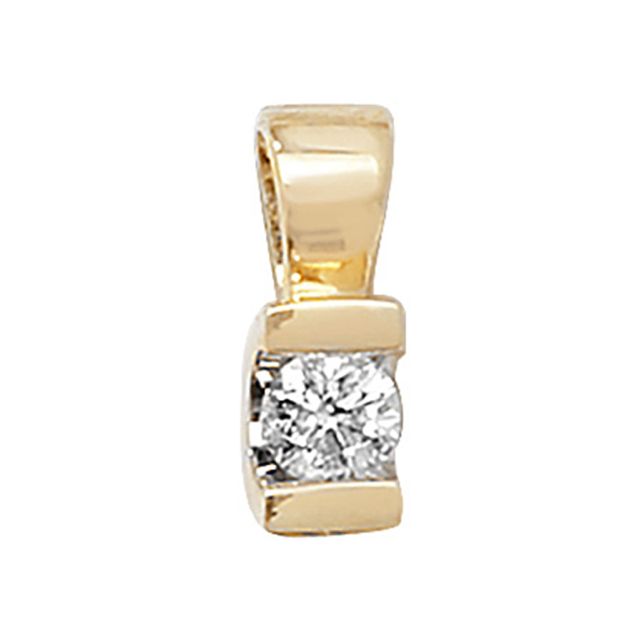 Buy 9ct Gold 0.15ct Single Diamond Stone Pendant On A Belcher Necklace by World of Jewellery