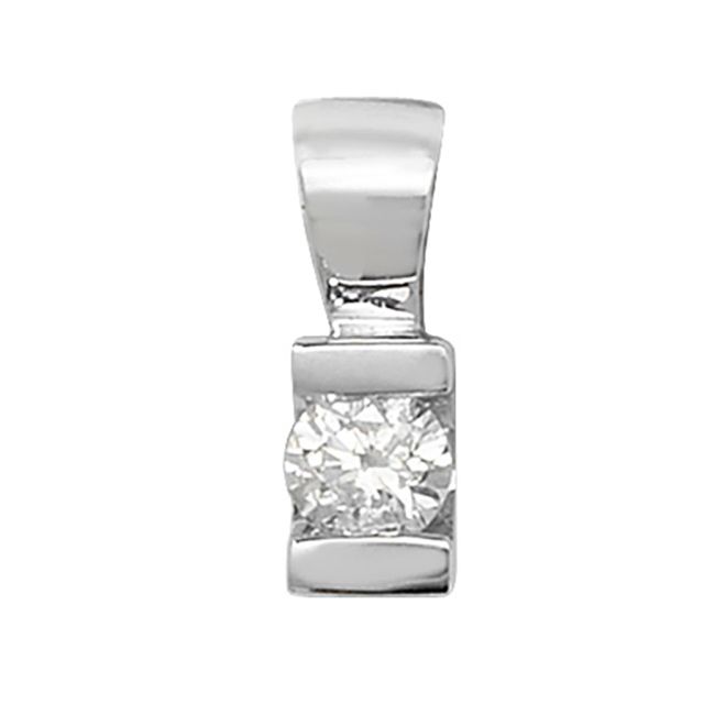 Buy 9ct White Gold 0.15ct Single Diamond Stone Pendant On A Belcher Necklace by World of Jewellery