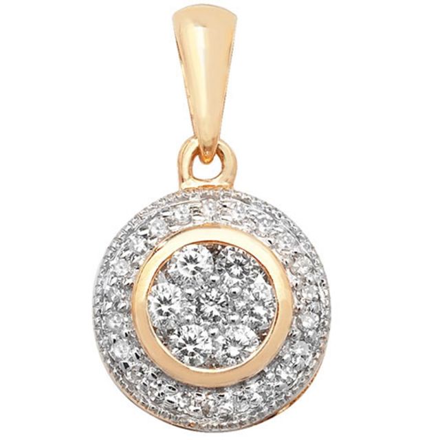 Buy 9ct Gold 0.25ct Round Set Diamond Pendant On A Belcher Necklace by World of Jewellery