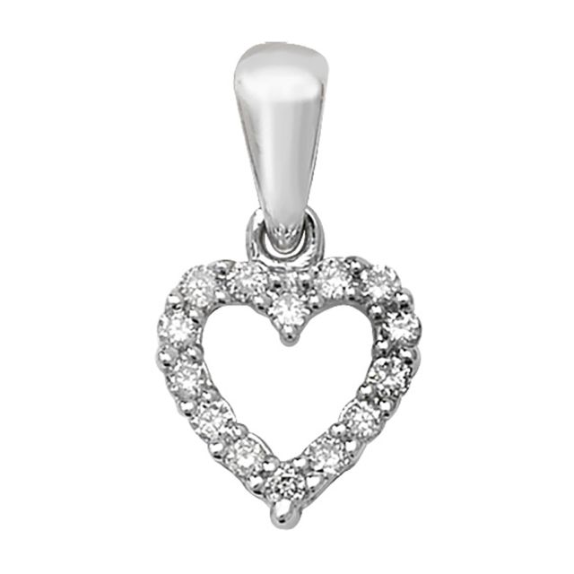 Buy Children's 9ct White Gold 0.11ct Diamond Heart Pendant On A Prince of Wales Necklace by World of Jewellery