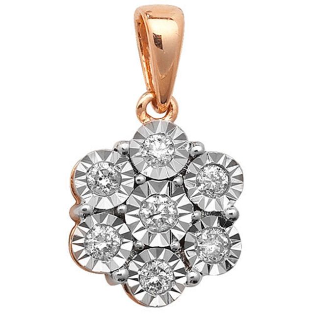 Buy 9ct Gold 0.25ct Illusion Set Diamond Pendant On A Belcher Necklace by World of Jewellery