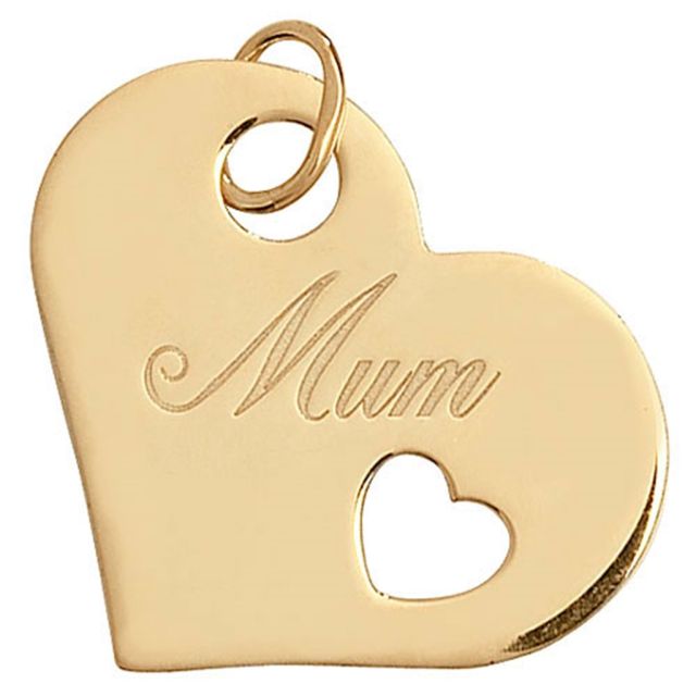 Buy 9ct Gold Mum Heart Pendant On A Belcher Necklace by World of Jewellery