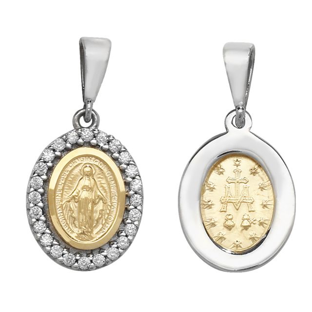 Buy 9ct Gold Oval Miraculous Pendant On A Belcher Necklace by World of Jewellery