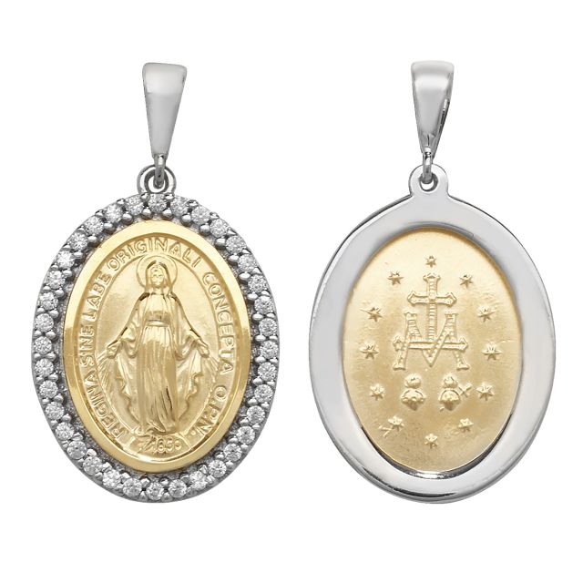 Buy 9ct Gold Oval Miraculous Pendant On A Belcher Necklace by World of Jewellery
