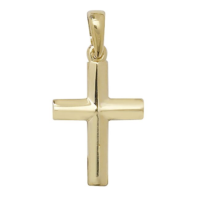 Buy 9ct Gold Plain Cross Pendant On A Belcher Necklace by World of Jewellery