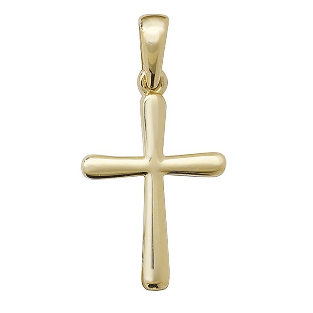 Buy 9ct Gold Plain Cross Pendant On A Belcher Necklace by World of Jewellery