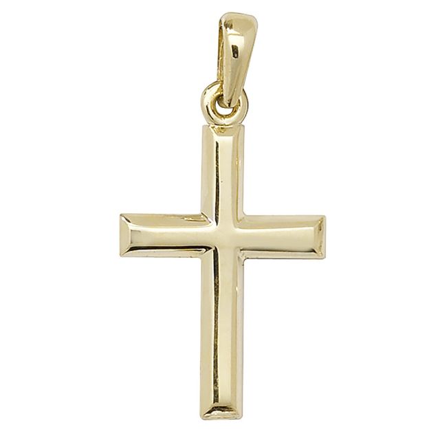 Buy 9ct Gold Plain Cross Pendant On A Belcher Necklace by World of Jewellery