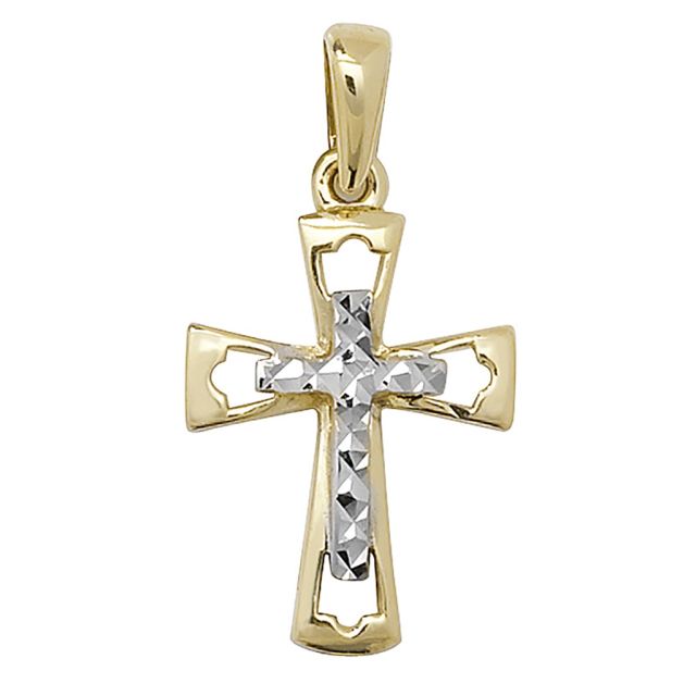 Buy 9ct Gold Fancy Cross Pendant On A Belcher Necklace by World of Jewellery