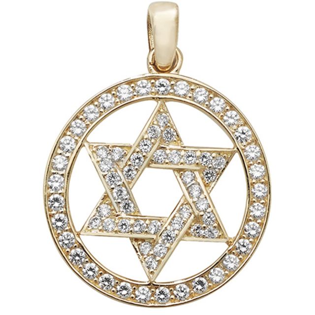 Buy Children's 9ct Gold Cubic Zirconia Star Of David Pendant On A Prince of Wales Necklace by World of Jewellery