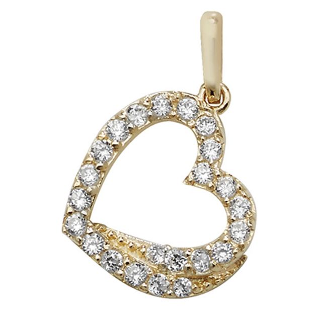 Buy 9ct Gold Multi Cubic Zirconia Heart Pendant On A Belcher Necklace by World of Jewellery