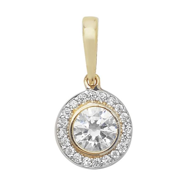 Buy 9ct Gold Cubic Zirconia Circle Pendant On A Belcher Necklace by World of Jewellery