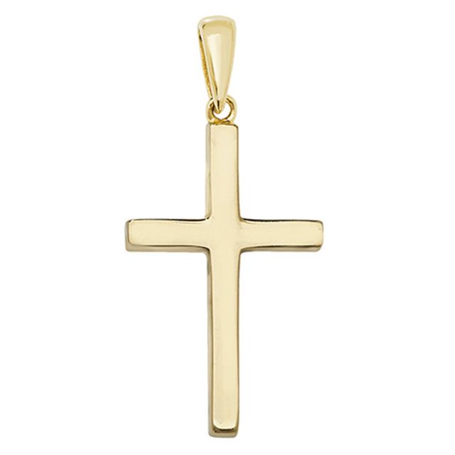 Buy Men's 9ct Gold Solid Cross Pendant On A Curb Necklace by World of Jewellery