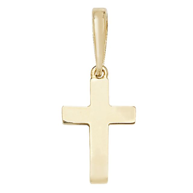 Buy 9ct Gold Plain Cross Pendant On A Belcher Necklace by World of Jewellery