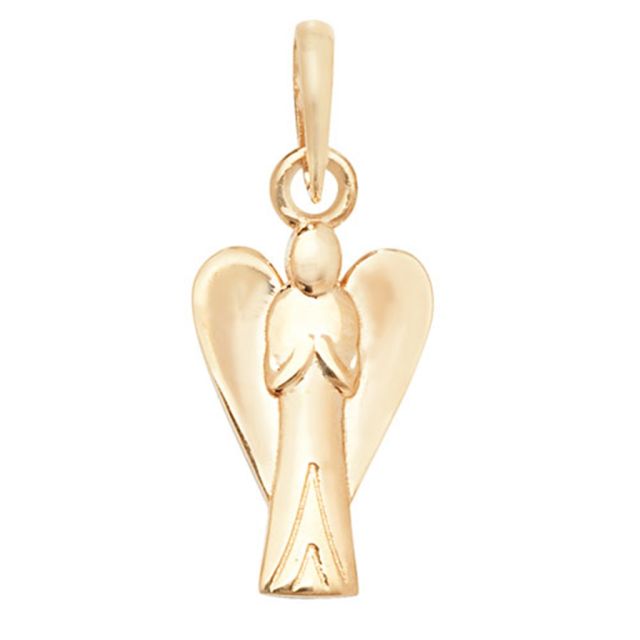 Buy 9ct Gold Plain Angel Pendant On A Belcher Necklace by World of Jewellery