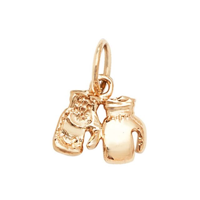 Buy 9ct Gold Plain Double Sport Boxing Gloves Pendant On A Belcher Necklace by World of Jewellery