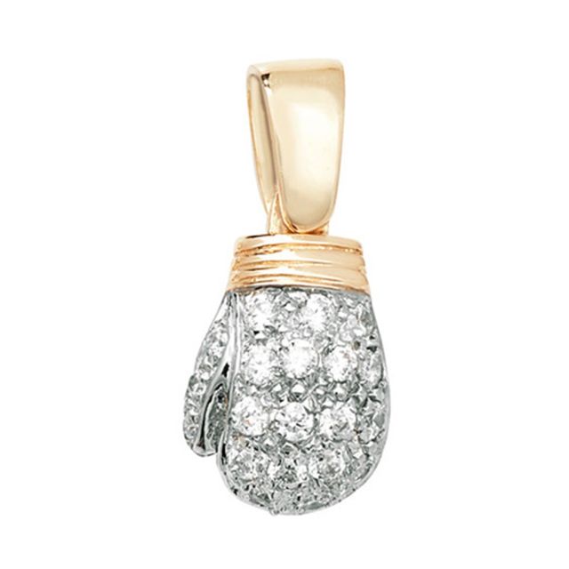 Buy 9ct Gold Cubic Zirconia Single Boxing Glove Pendant On A Belcher Necklace by World of Jewellery