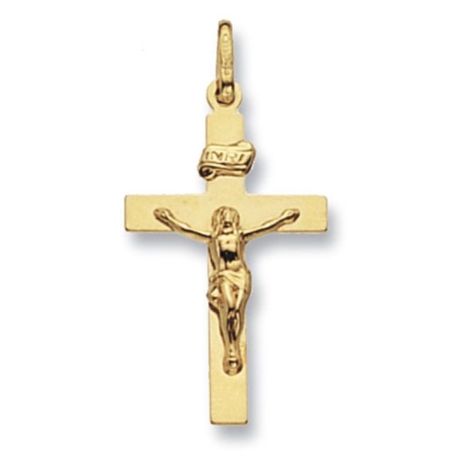 Buy 9ct Gold Crucifix Pendant On A Belcher Necklace by World of Jewellery