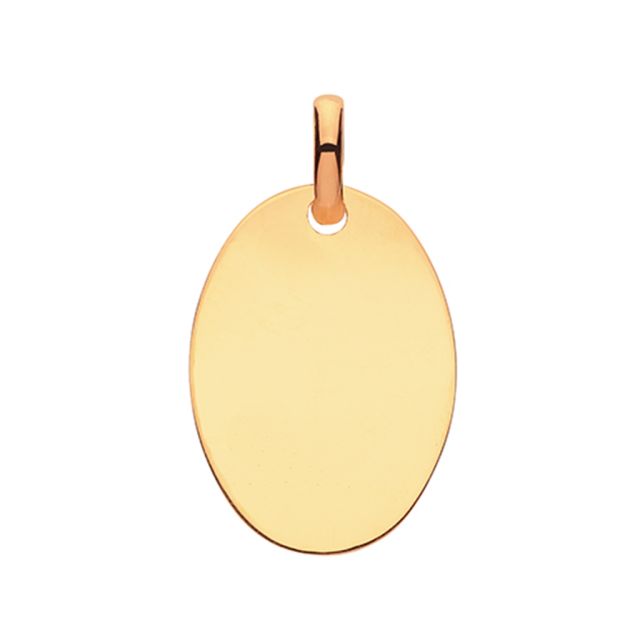 Buy Men's 9ct Gold Solid Plain Oval Pendant On A Curb Necklace by World of Jewellery