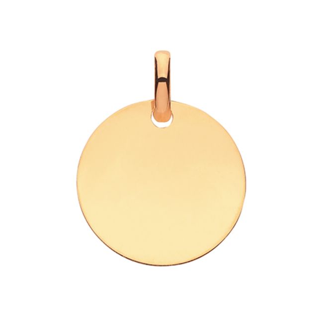 Buy Men's 9ct Gold Solid Plain Circle Pendant On A Curb Necklace by World of Jewellery