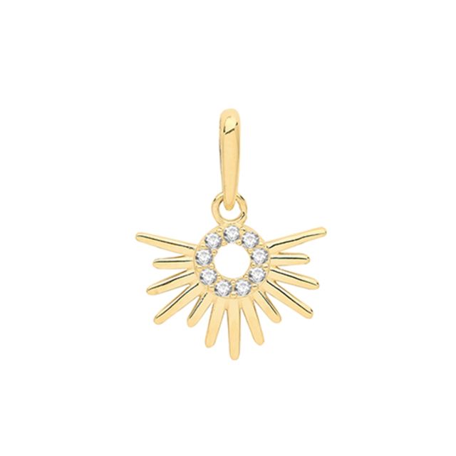Buy 9ct Gold Cubic Zirconia Sun Rise Pendant On A Belcher Necklace by World of Jewellery