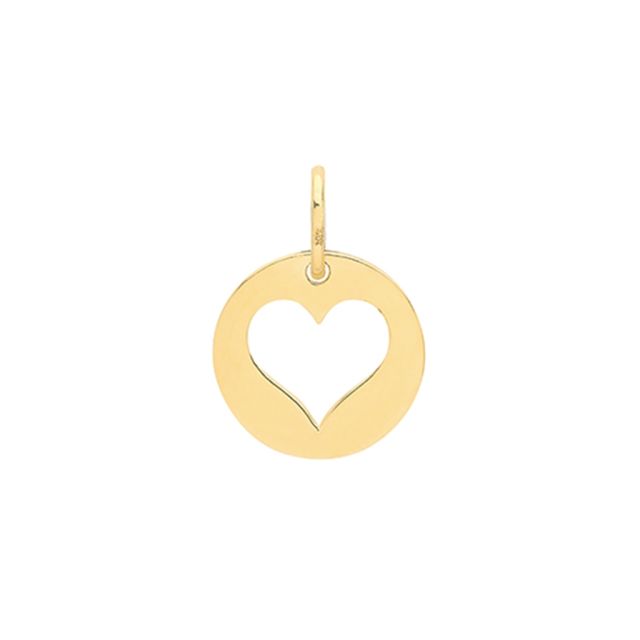 Buy 9ct Gold Plain Cut Out Heart Disk Pendant On A Belcher Necklace by World of Jewellery