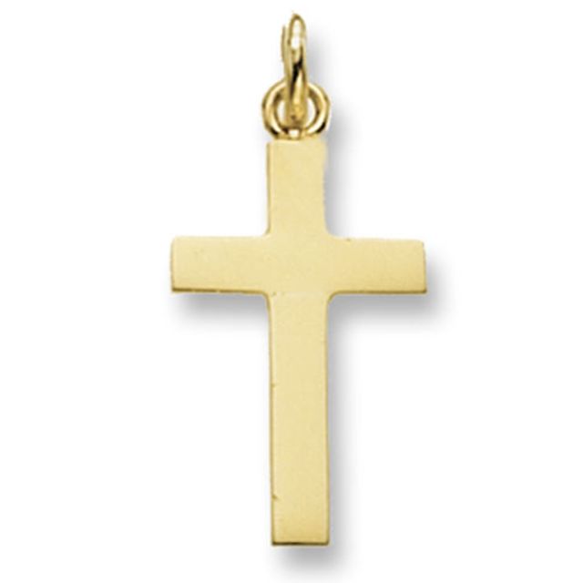 Buy Men's 9ct Gold Flat Plain Cross Pendant On A Curb Necklace by World of Jewellery